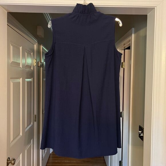 NWOT Soft Surroundings‎ Button Front Navy Blue Crinkle Tunic Top Shirt Sz SMALL - Picture 5 of 5